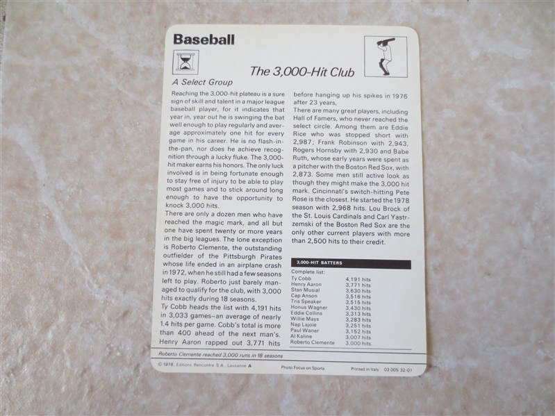 1977-79 Roberto Clemente Sportscaster baseball card