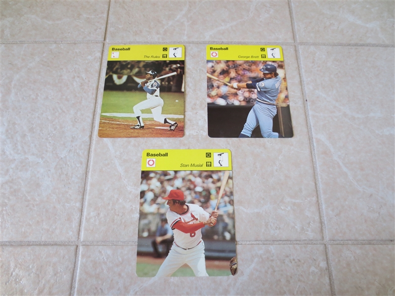 (3) different 1977-79 Sportscaster cards of Hall of Famers:  George Brett, Hank Aaron, Stan Musial