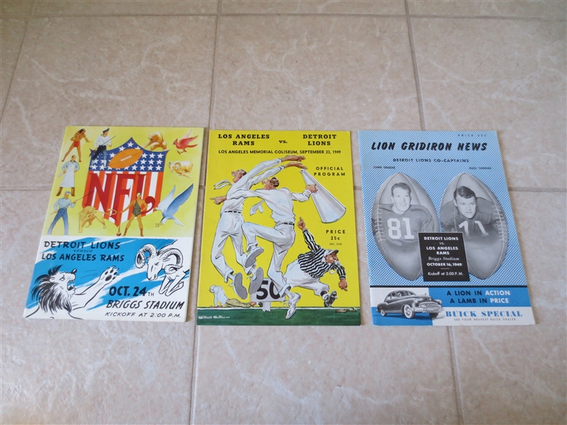 (3) 1948 & 1949 Los Angeles Rams football programs  Super condition!