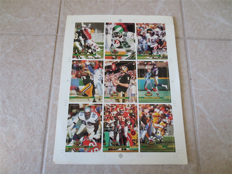 1993 Topps Stadium Club Football Card Uncut Sheet 1993 Chicago National Convention 