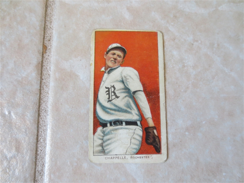 1909-11 T206 Bill Chappelle Rochester Sweet Caporal back 350 subjects Factory #25 baseball card
