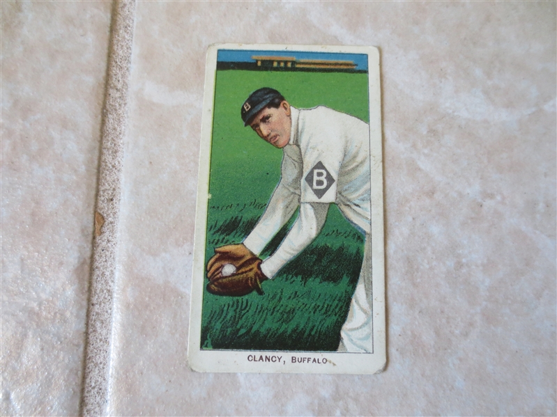 1909-11 T206 Bill Clancy Buffalo Polar Bear back Factory #6 baseball card
