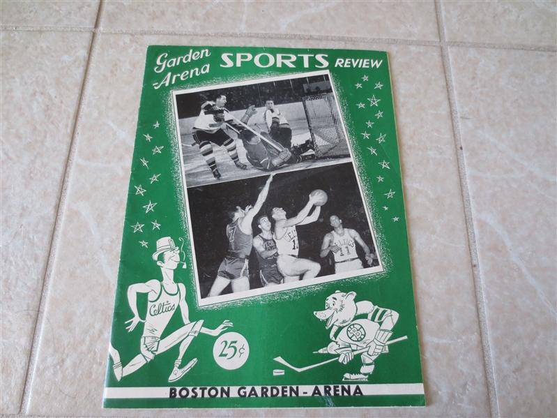 1951-52 Philadelphia Warriors at Boston Celtics basketball program Cousy, Sharman, Fulks