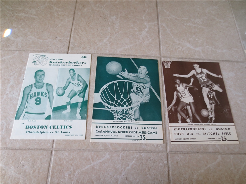 1957, 58, 64 Boston Celtics at New York Knicks basketball programs