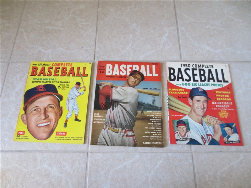 (3) 1950-53 Baseball Magazines with Stan Musial and Ted Williams covers