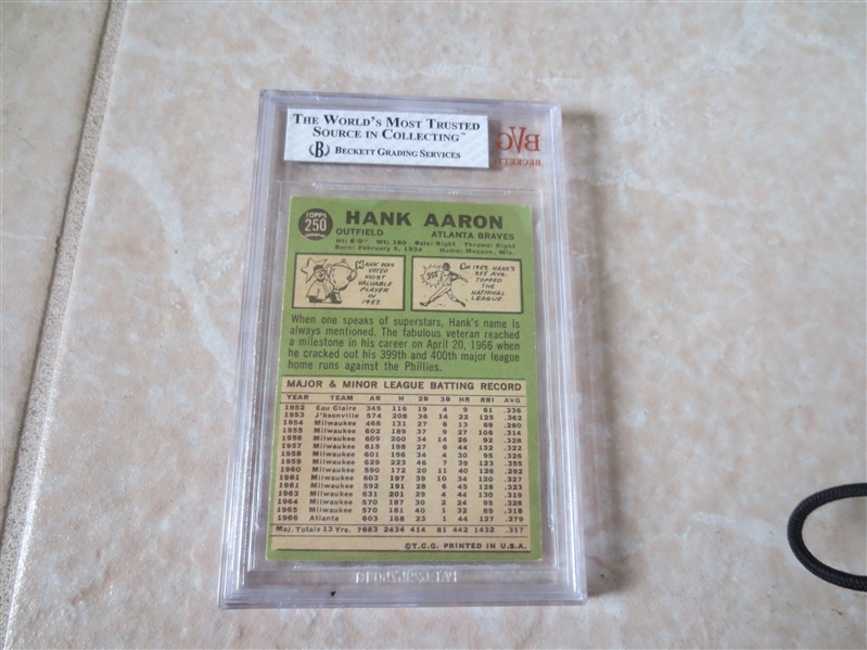 1967 Topps Hank Aaron baseball card #250 Beckett Grading 5.5 Excellent+ 
