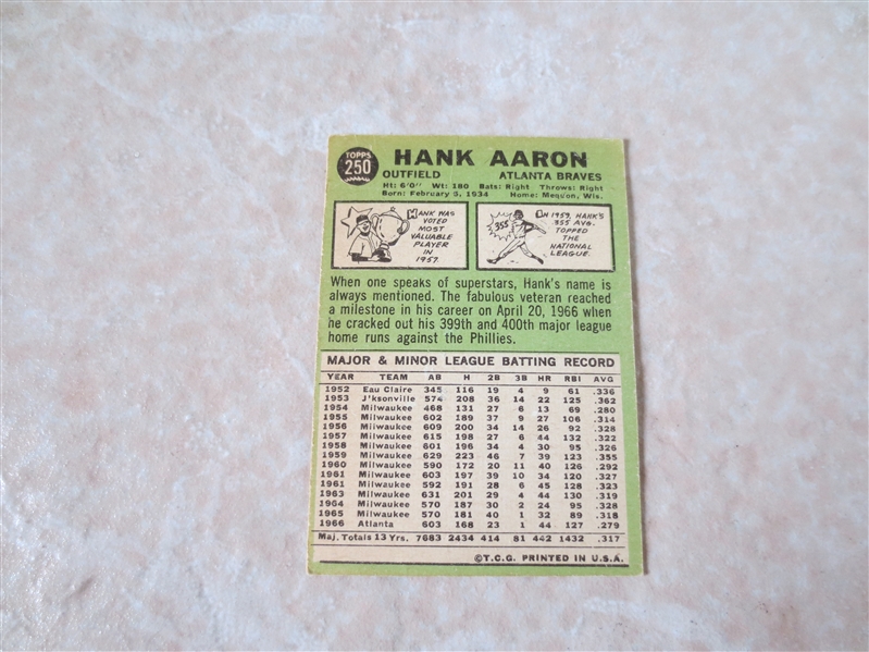 1967 Topps Hank Aaron baseball card #250
