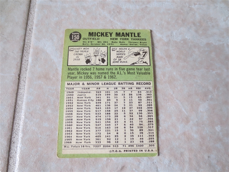 1967 Topps Mickey Mantle #150 baseball card  affordable