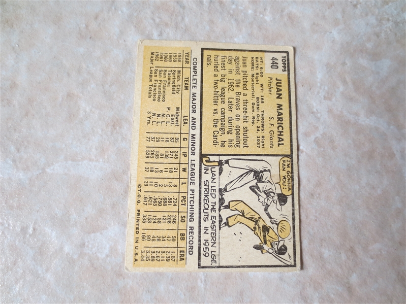 1963 Topps Juan Marichal baseball card #440   HOFer