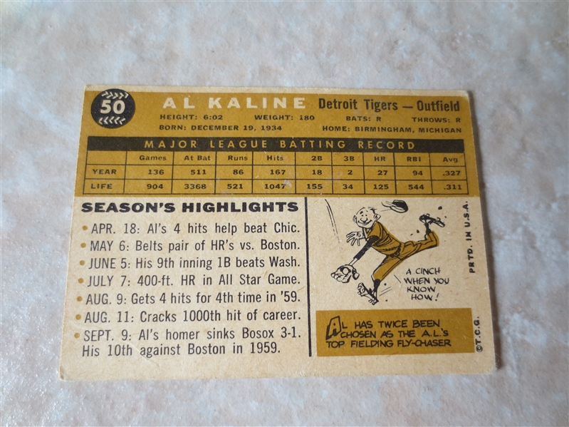 1960 Topps Al Kaline baseball card #50 HOFer