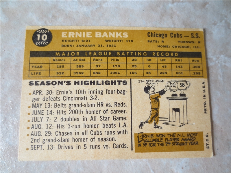 1960 Topps Ernie Banks baseball card #10