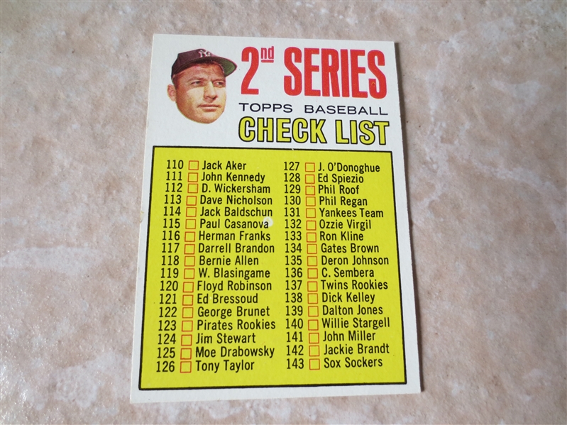 1967 Topps Mickey Mantle 2nd Series Check List in outstanding  condition!