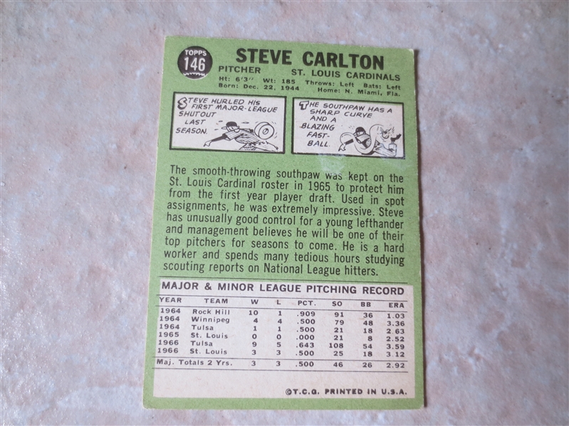 1967 Topps Steve Carlton baseball card #146 in very nice condition