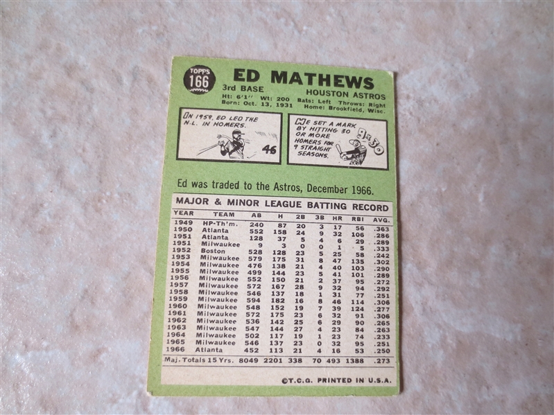 1967 Topps Ed Mathews baseball card #166