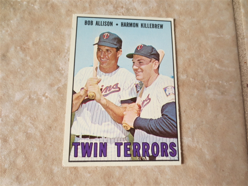 1967 Topps Twin Terrors Harmon Killebrew/Bob Allison #334 baseball card  A beauty!