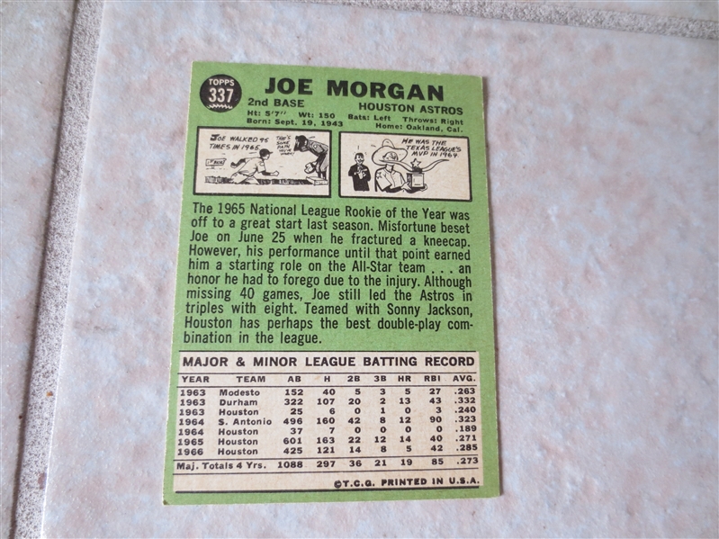 1967 Topps Joe Morgan baseball card #337  A Beauty!