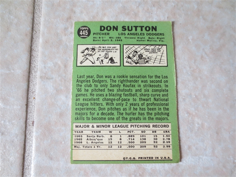 1967 Topps Don Sutton #445 baseball card Very nice condition 