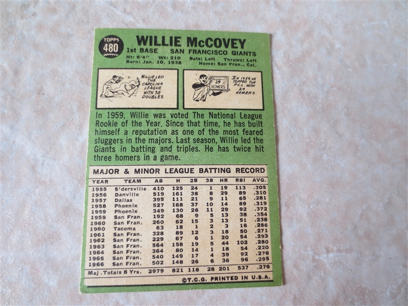 1967 Topps Willie McCovey baseball card #480 in very nice condition