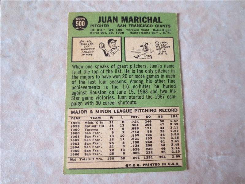 1967 Topps Juan Marichal #500 baseball card