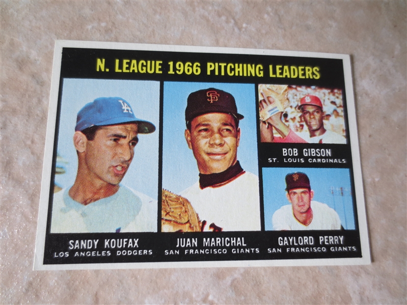1967 Topps NL Pitching Leaders Koufax, Marichal, Gibson, Perry #236   A Beauty!