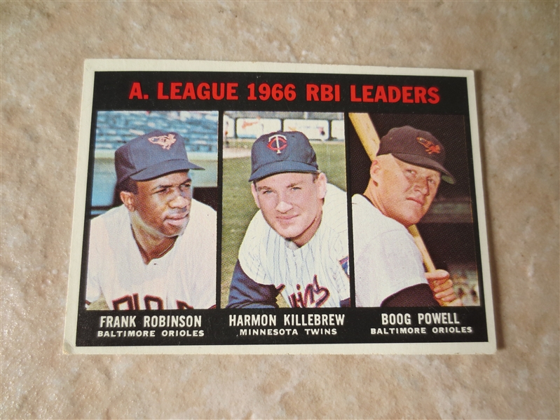 1967 Topps AL RBI Leaders Robinson, Killebrew, Powell baseball card #241