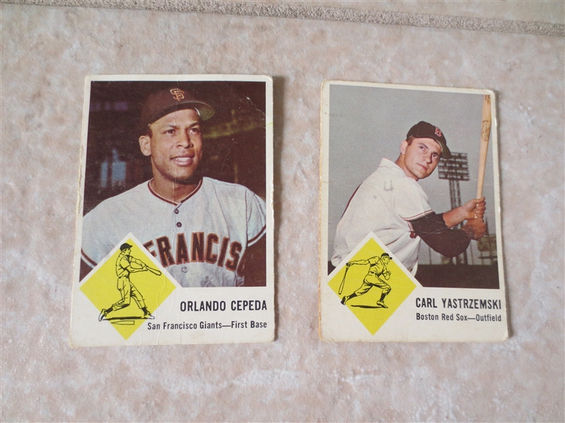 1963 Fleer Carl Yastrzemski and Orlando Cepeda baseball cards