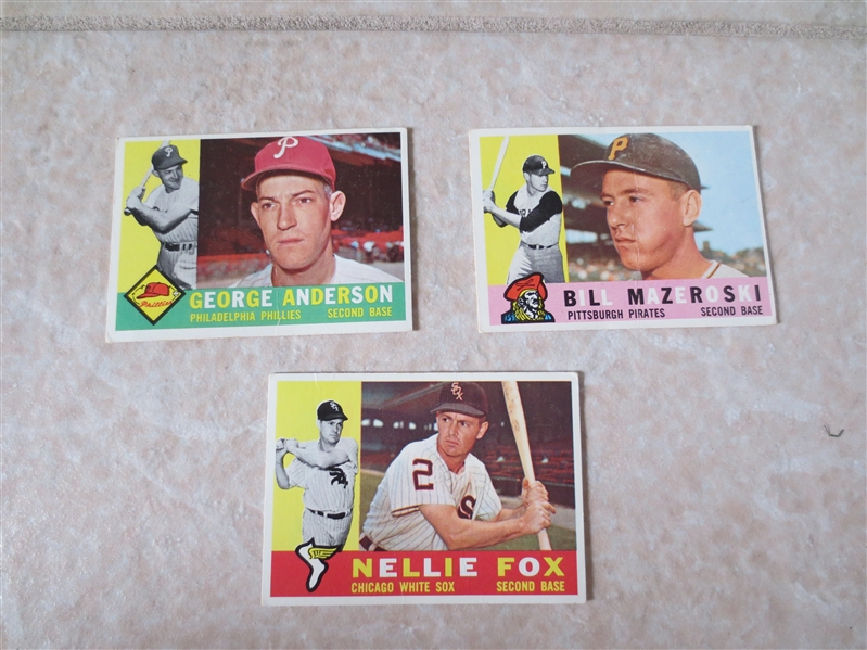 1960 Topps Sparky Anderson, Bill Mazeroski, and Nellie Fox baseball cards  ALL HOFers