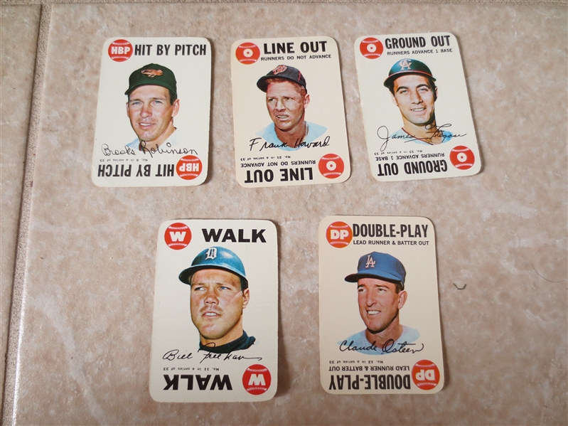(5) 1968 Topps Baseball Game cards including Brooks Robinson and Frank Howard