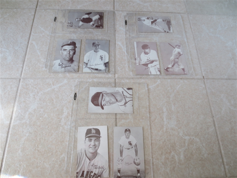 (9) 1947-66 Exhibits Baseball Cards Roy Campanella, Monty Irvin, Virgil Trucks, +