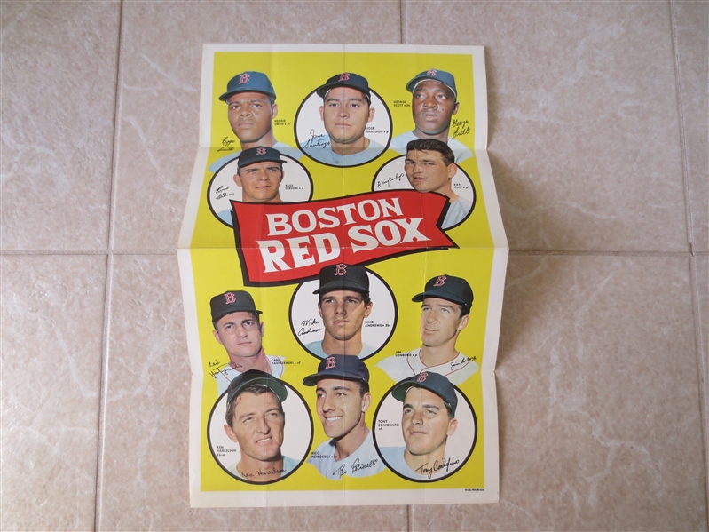 (3) 1969 Topps Team Baseball Posters Giants, Braves, Red Sox  Nice condition!