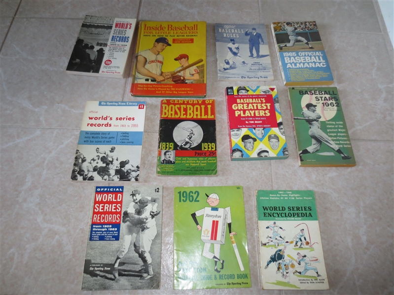 (11) vintage baseball books with Mickey Mantle, Roger Maris, Sandy Koufax, Ted Kluszewski covers +