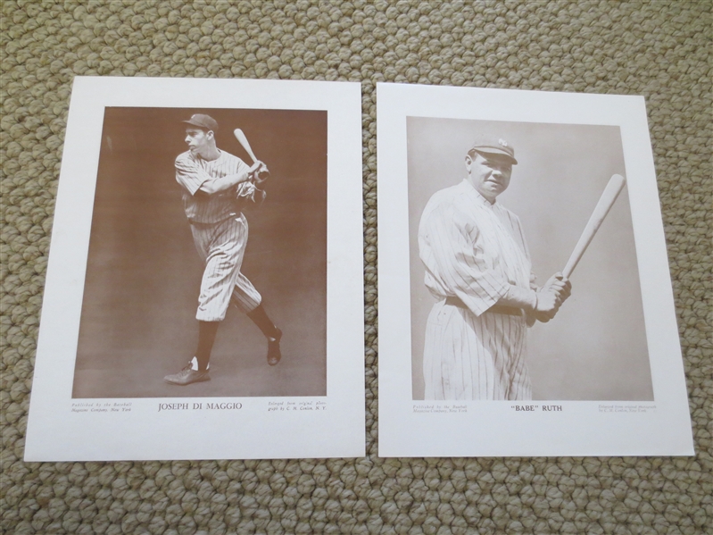 (13) different M-114 Baseball Magazine Premiums include Ruth, DiMaggio, Foxx, Greenberg, Ted Williams; 1915 Tuxedo Ad with Cobb/Mathewson; Spic & Span Bruton 