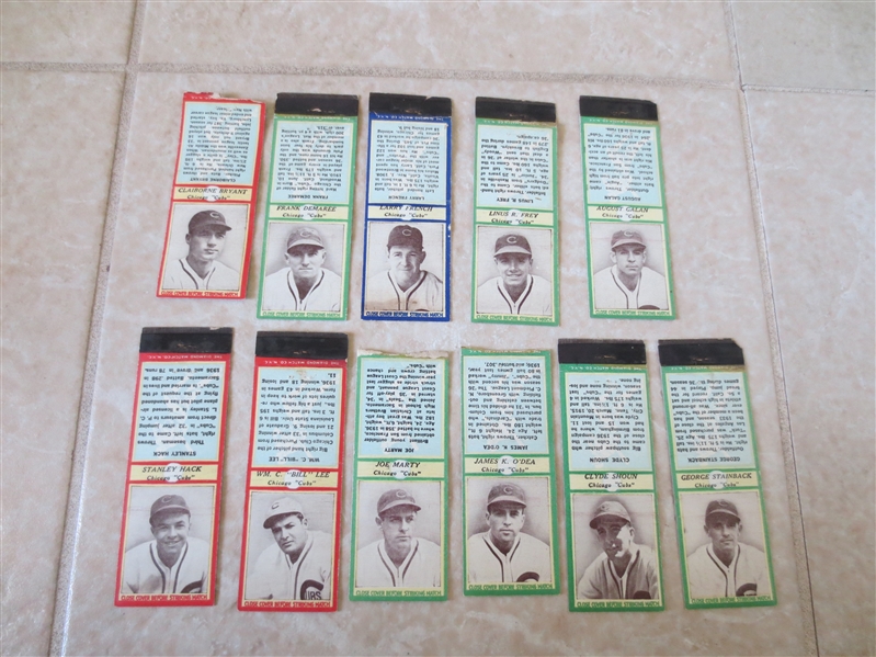 (11) 1936 Chicago Cubs Diamond Matchbook Covers