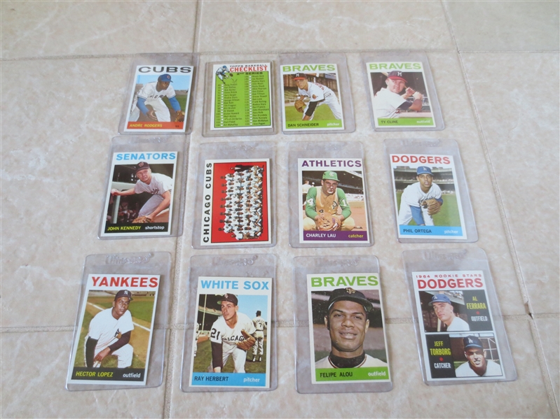 (12) different 1964 Topps Baseball Cards Straight from VENDING---send to PSA?
