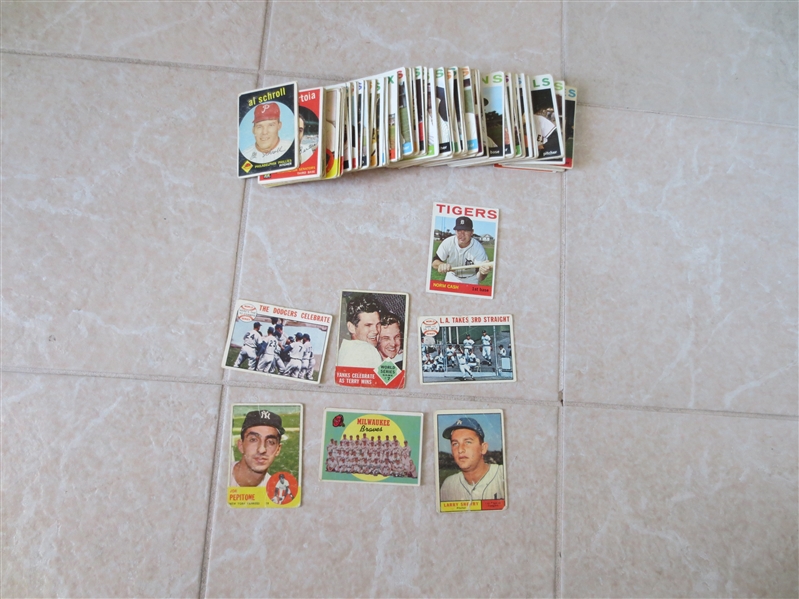 (150+) 1959-64 Topps baseball cards with stars, checklist, world series, team cards, etc.