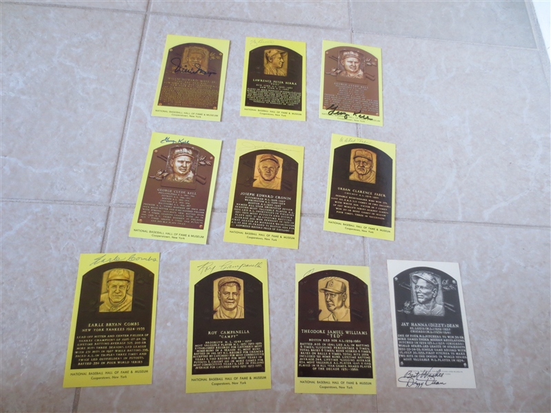 (10) 1963, 70's, 80's Baseball Hall of Fame Plaques Signed by Someone Else (i.e. wife)
