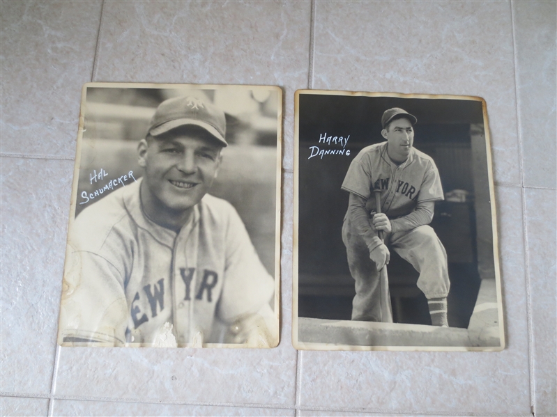 (4) 1930's-40's Yankees and Giants George Burke Photos 14 x 11: Powell, Burer, Danning, Schumacker