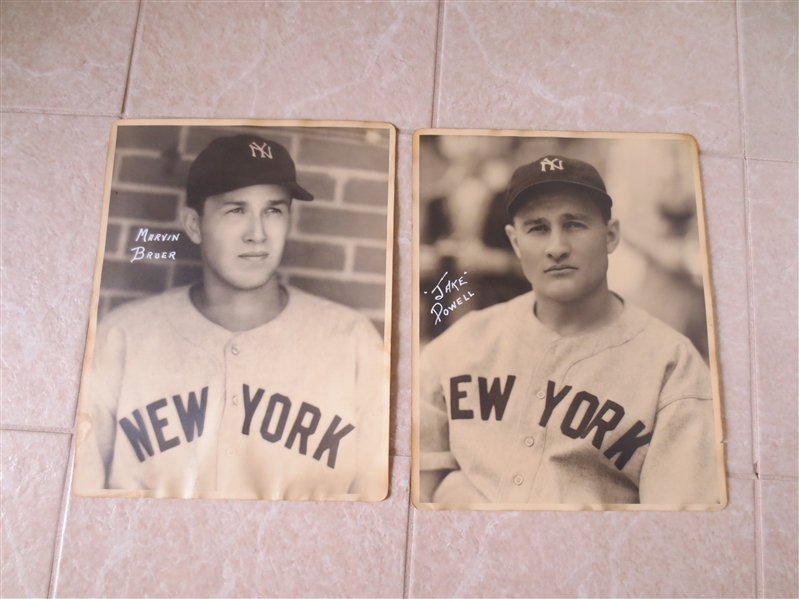 (4) 1930's-40's Yankees and Giants George Burke Photos 14 x 11: Powell, Burer, Danning, Schumacker