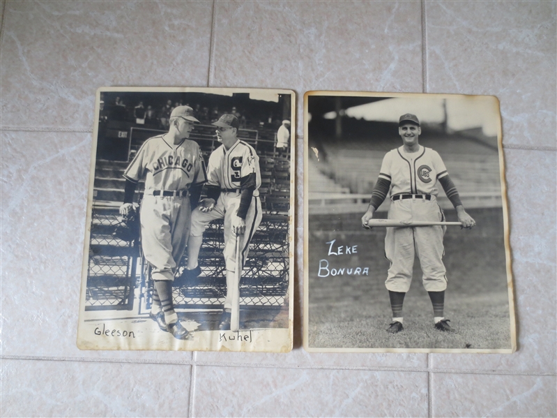 (4) 1930's-40's George Burke 14 x 11 Photos: All Cubs and Reds