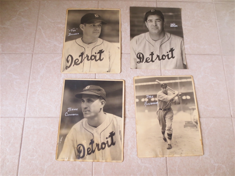 (4) 1930's-40's George Burke 14 x 11 Photos:  All Detroit Tigers