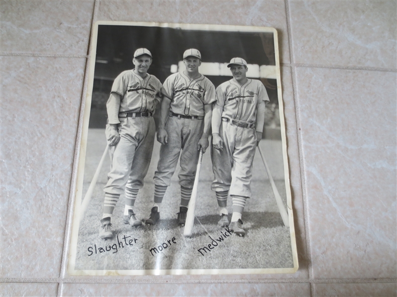 1930's-40's Slaughter/Moore/Medwick George Burke 14 x 11 Photo St. Louis Cardinals HOFers