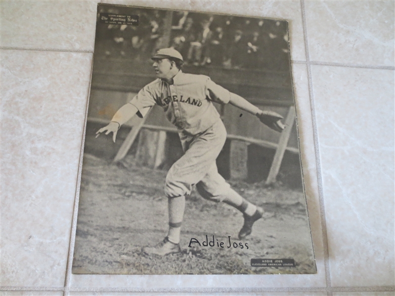 1930's-40's Addie Joss Sporting News Supplement resembles 1911 M101-2 but is 14 x 11 from George Burke find
