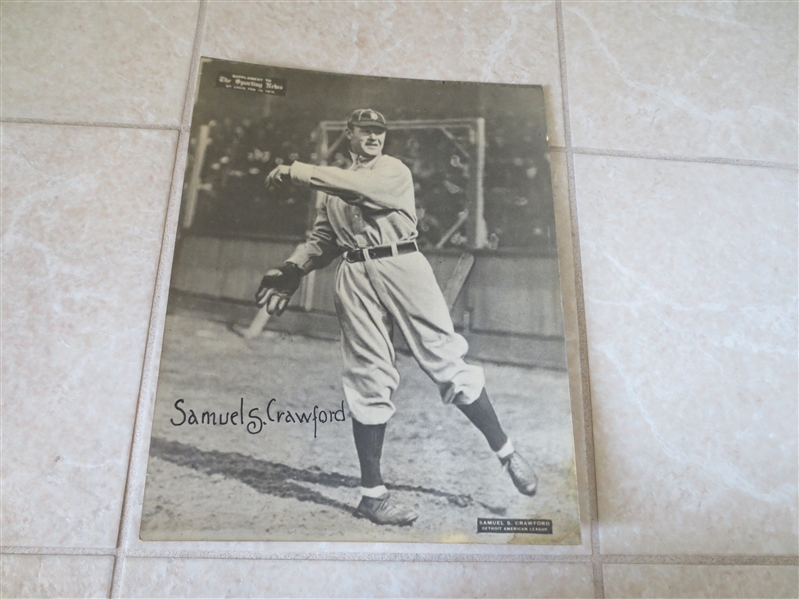 1930's-40's Sam Crawford (HOF) Sporting News Supplement resembles 1911 M101-2 but is 14 x 11 from George Burke find