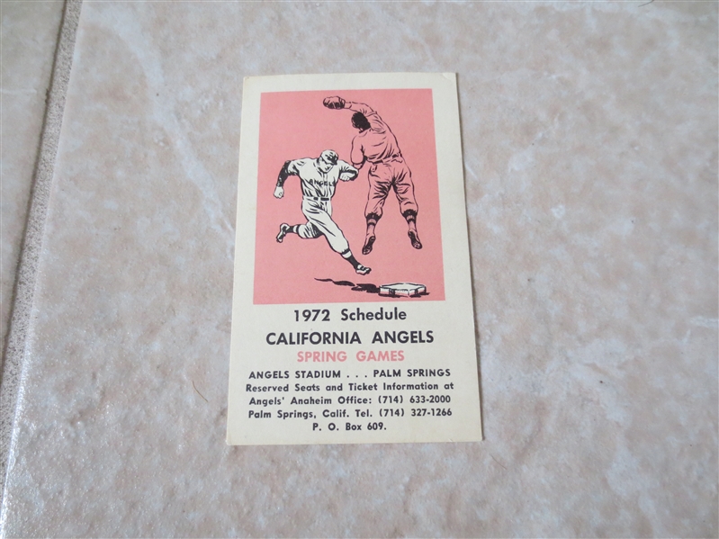 1972 California Angels Spring Training Pocket schedule