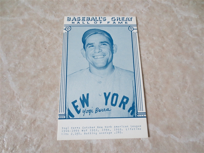 Yogi Berra Baseball's Great Hall of Fame Exhibit Card