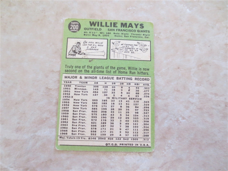 1967 Topps Willie Mays baseball card #200