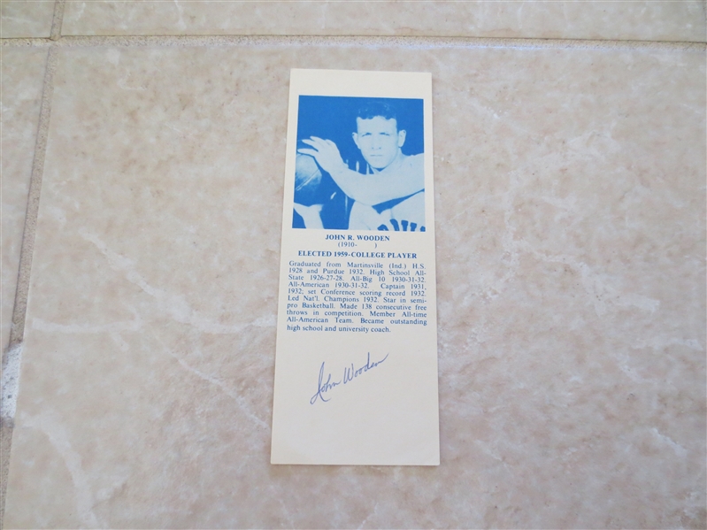 Autographed John Wooden 1968-74 Hall of Fame Bookmark