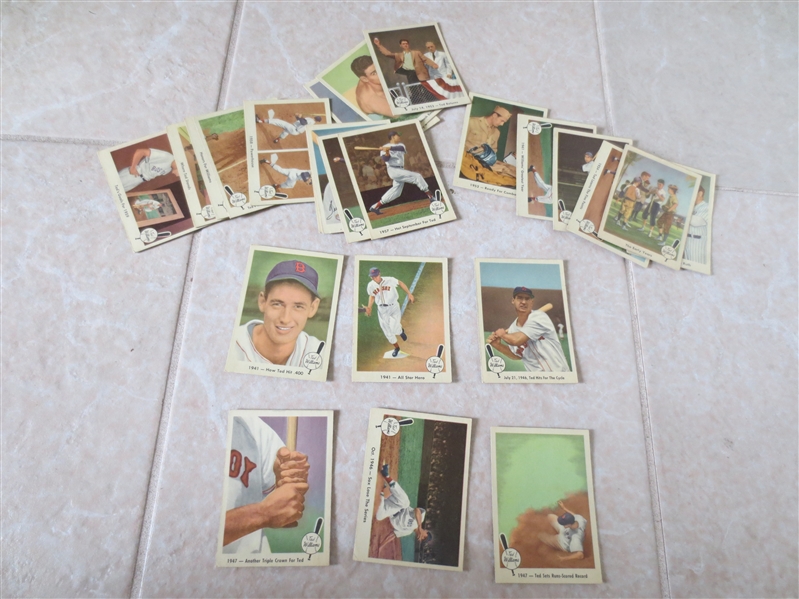 (24) different 1959 Fleer Ted Williams baseball cards including #1 (early Years) and #2 Babe Ruth