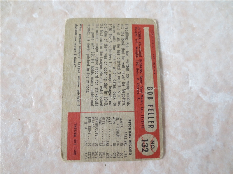 (2) 1954 Bowman HOFer baseball cards: Bob Feller and Gil Hodges in affordable condition