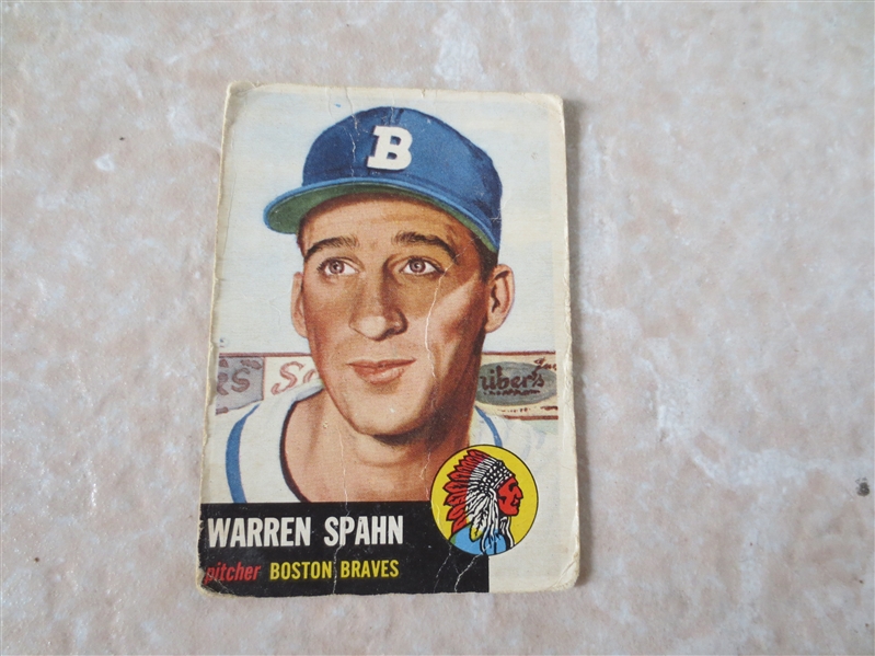 1953 Topps Warren Spahn baseball card #147 in affordable condition